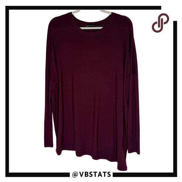 Athleta Men's Dolman Sleeve Oversized Asymmetric Jersey T-Shirt Burgundy Size MT - Picture 1 of 5